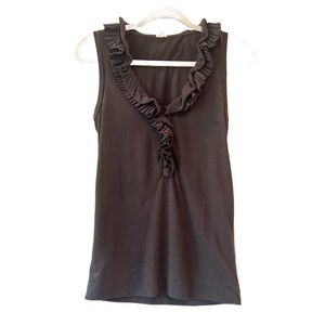 J. Crew Gray Ruffled Button Collar Sleeveless Blouse Women’s Small